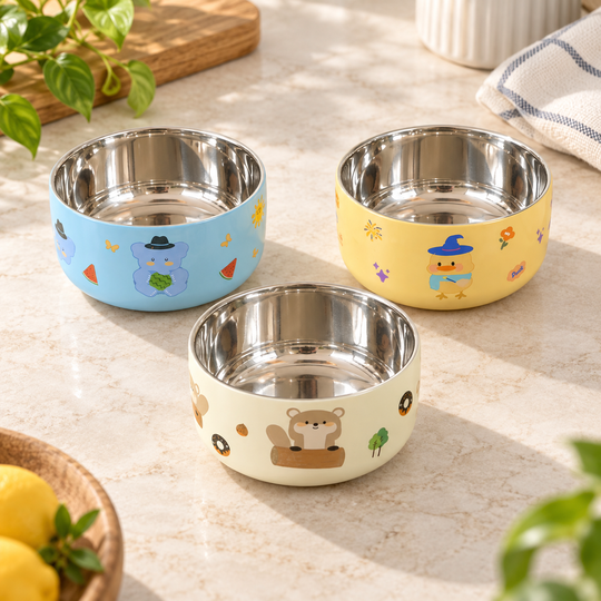 Cartoon Stainless Steel Bowl Set clean catalog view