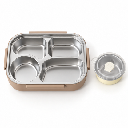 Cartoon Steel Tiffin Box - four-section tray and bowl