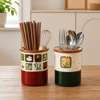 Two Counter Cutlery Holders organized on a kitchen counter