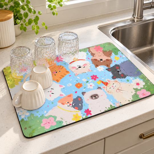 Cozy Multipurpose Mat - Dish drying counter use