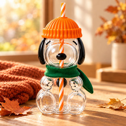 Cozy Puppy Sipper autumn tabletop scene