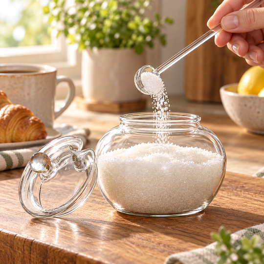 Crystal Scoop Glass Jar with glass scoop