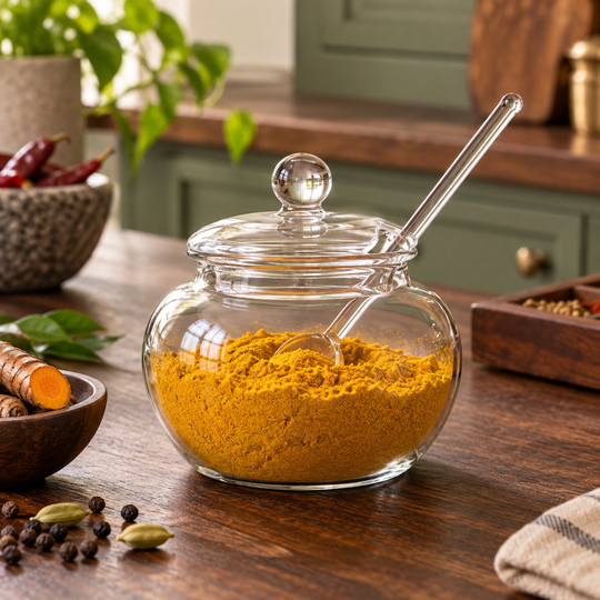 Crystal Scoop Glass Jar for spices