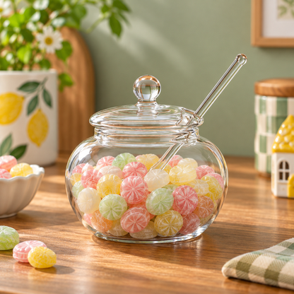 Crystal Scoop Glass Jar for candy serving
