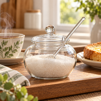 Crystal Scoop Glass Jar for breakfast sugar