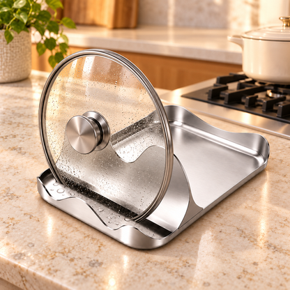 Cookware lid held in the small front slot