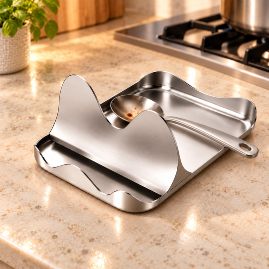 Spoon resting in the large rear tray