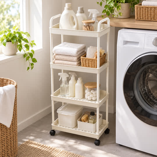 EasyGlide Storage Trolley in a laundry area