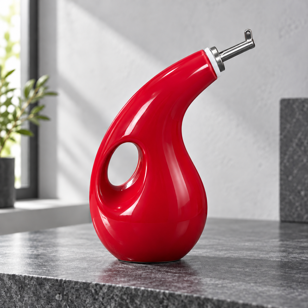 ElegancePour Oil Dispenser – Glossy red curved profile