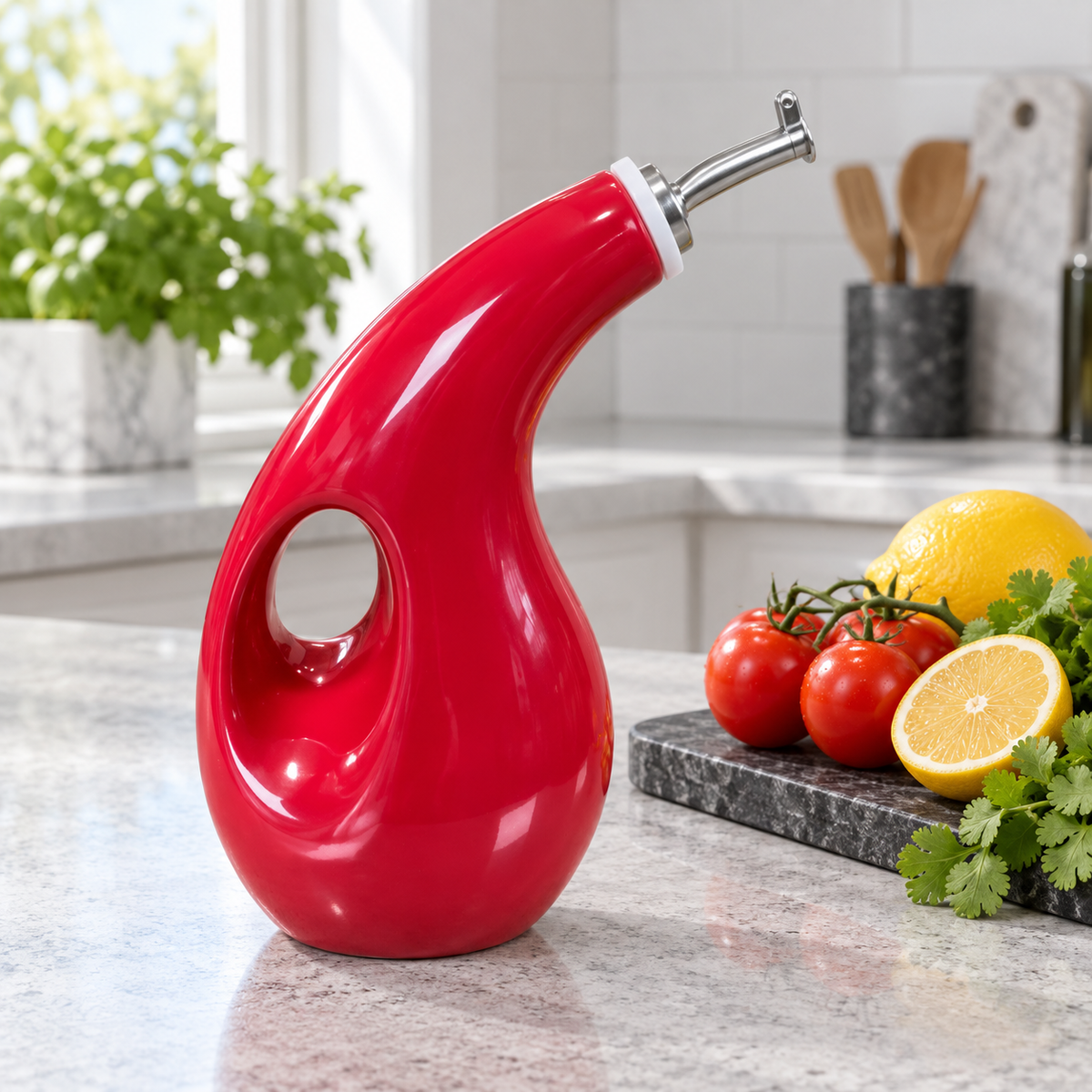 ElegancePour Oil Dispenser – Oil dispenser on a kitchen preparation counter