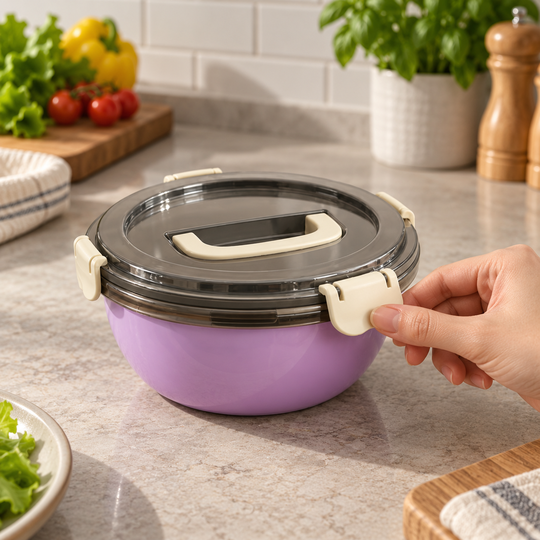 Everyday Snap Lid Bowl locking clip demonstration