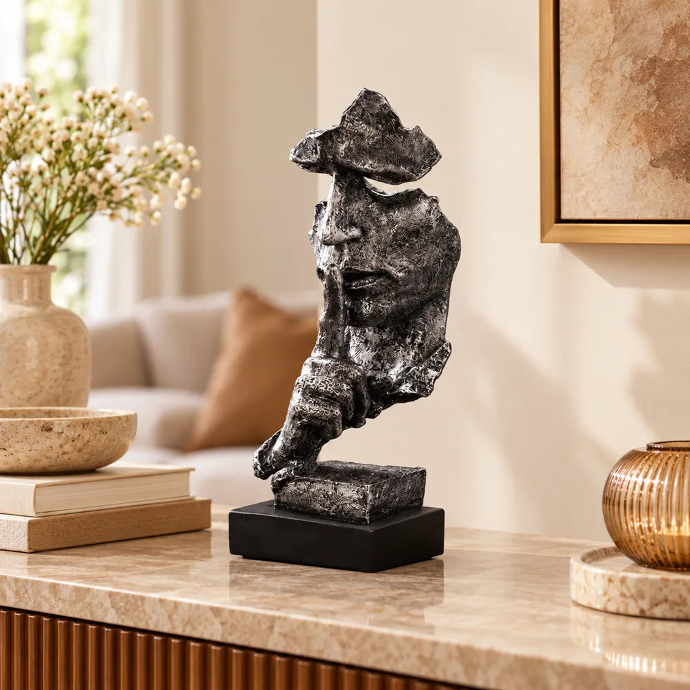 Silver Shh Lady Sculpture