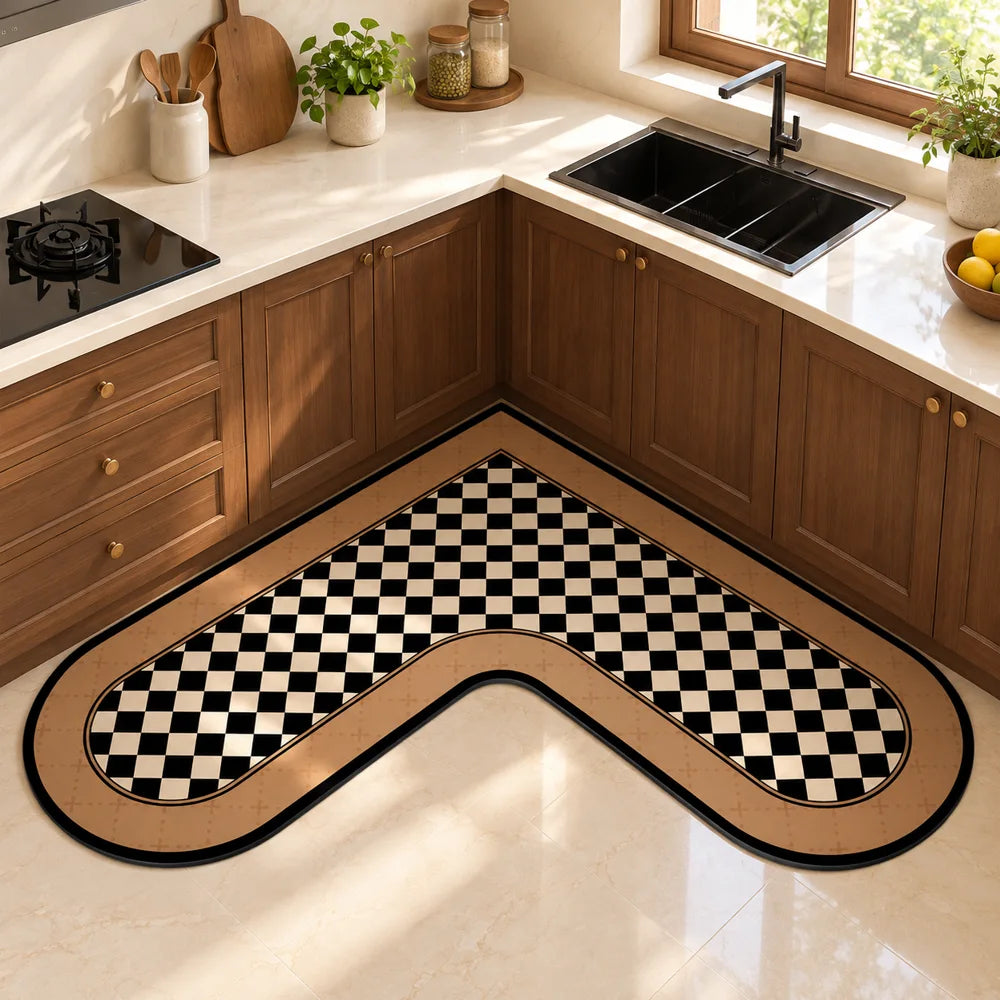 L Shaped Kitchen Mat Classic Checker