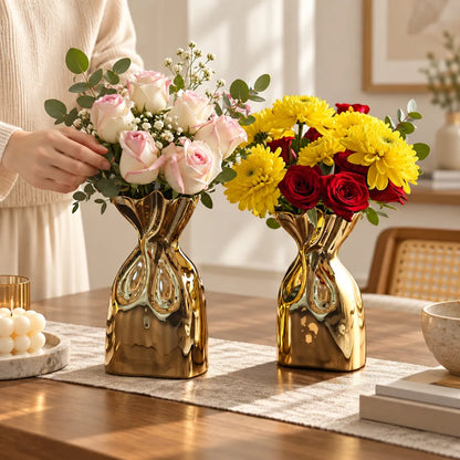 Golden Bag Flower Vase — view 1