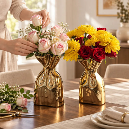 Golden Bag Flower Vase — view 2