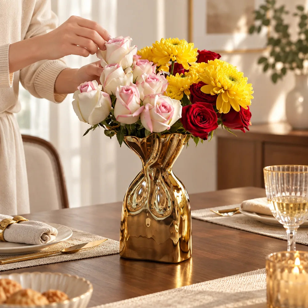 Golden Bag Flower Vase — view 4