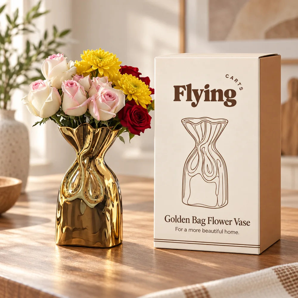 Golden Bag Flower Vase — view 6