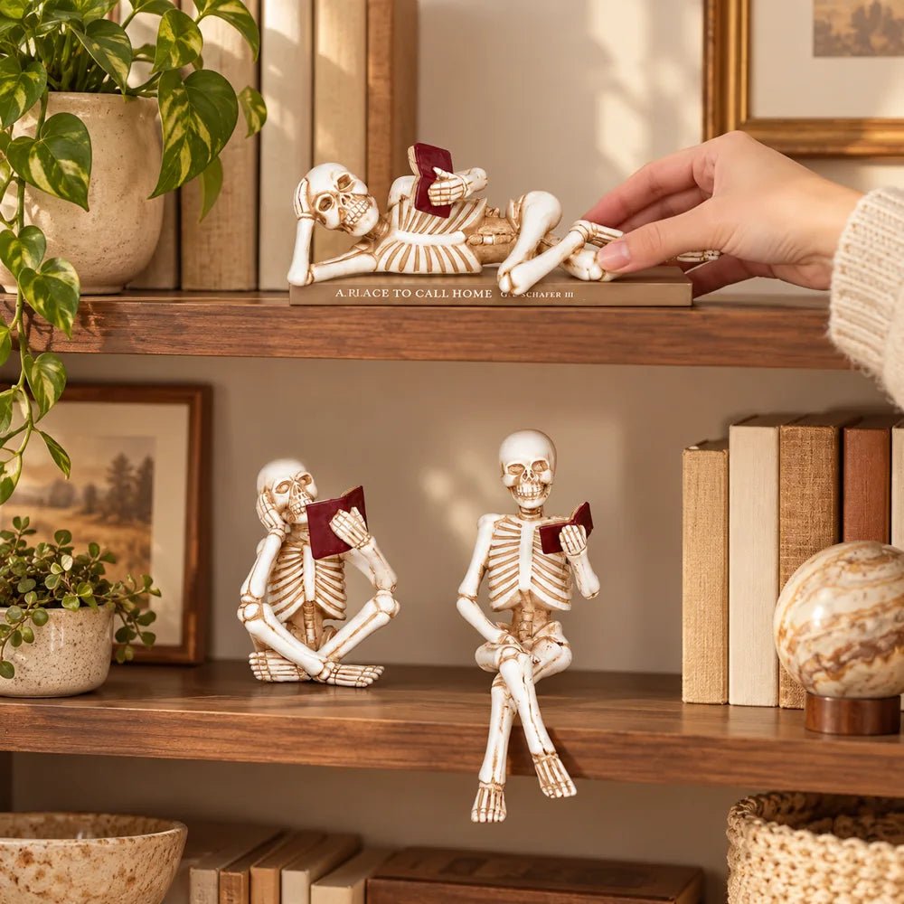 Reading Skeletons Figurines — view 2