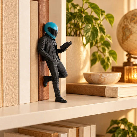 Biker Reader Bookshelf Decor — view 1