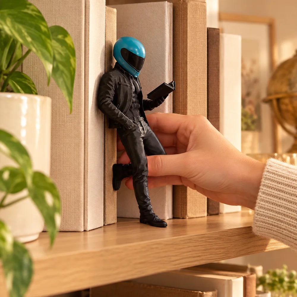Biker Reader Bookshelf Decor — view 2