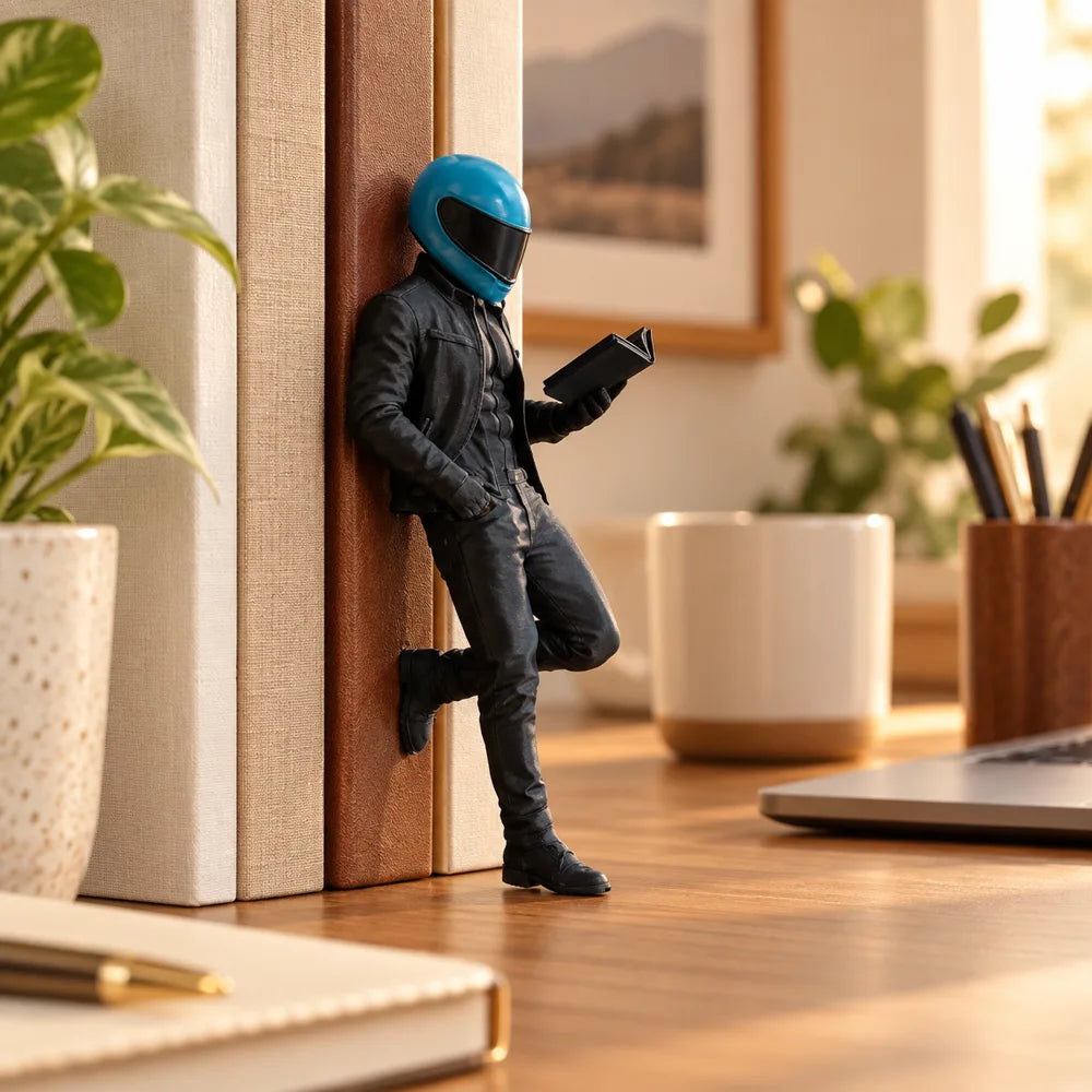 Biker Reader Bookshelf Decor — view 3