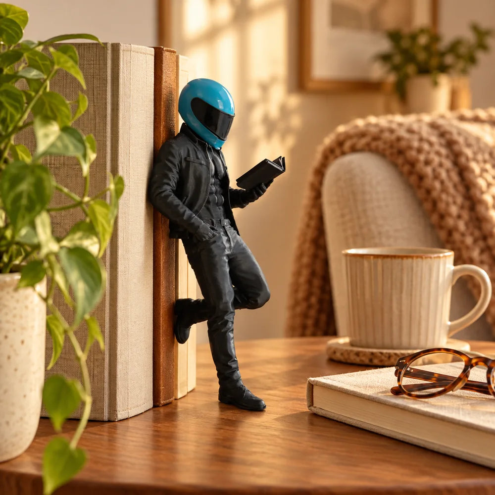 Biker Reader Bookshelf Decor — view 4