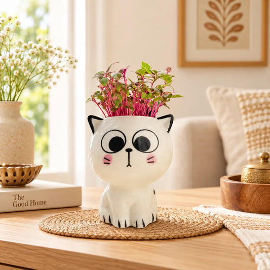 Ceramic Cat Cartoon Planters — view 1