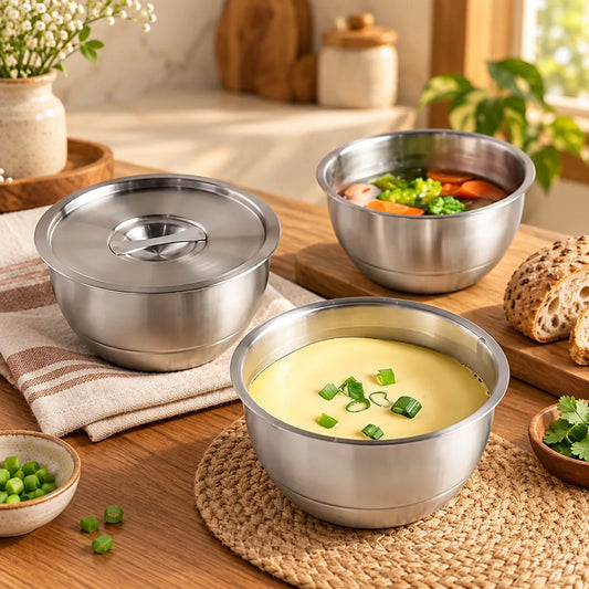 Stainless Steel Food Bowl with Lid — view 1