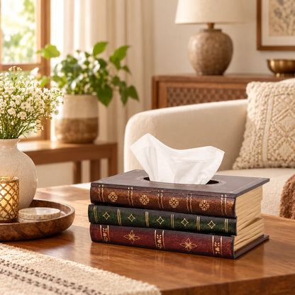 Antique Wooden Book Tissue Holder — view 1