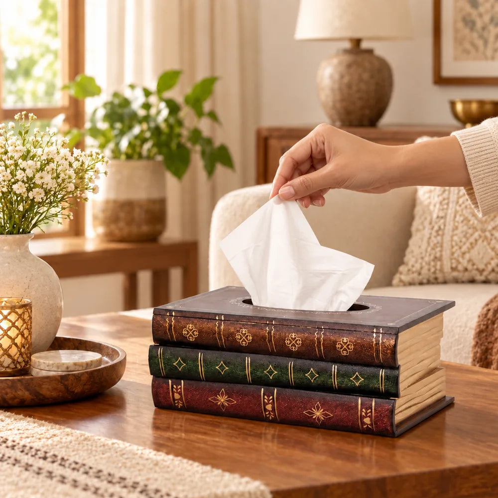 Antique Wooden Book Tissue Holder — view 2