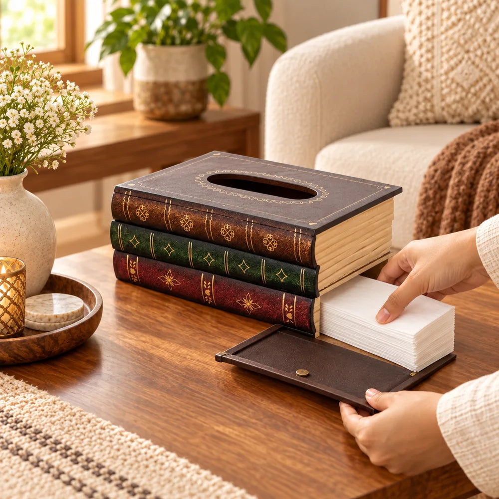 Antique Wooden Book Tissue Holder — view 3