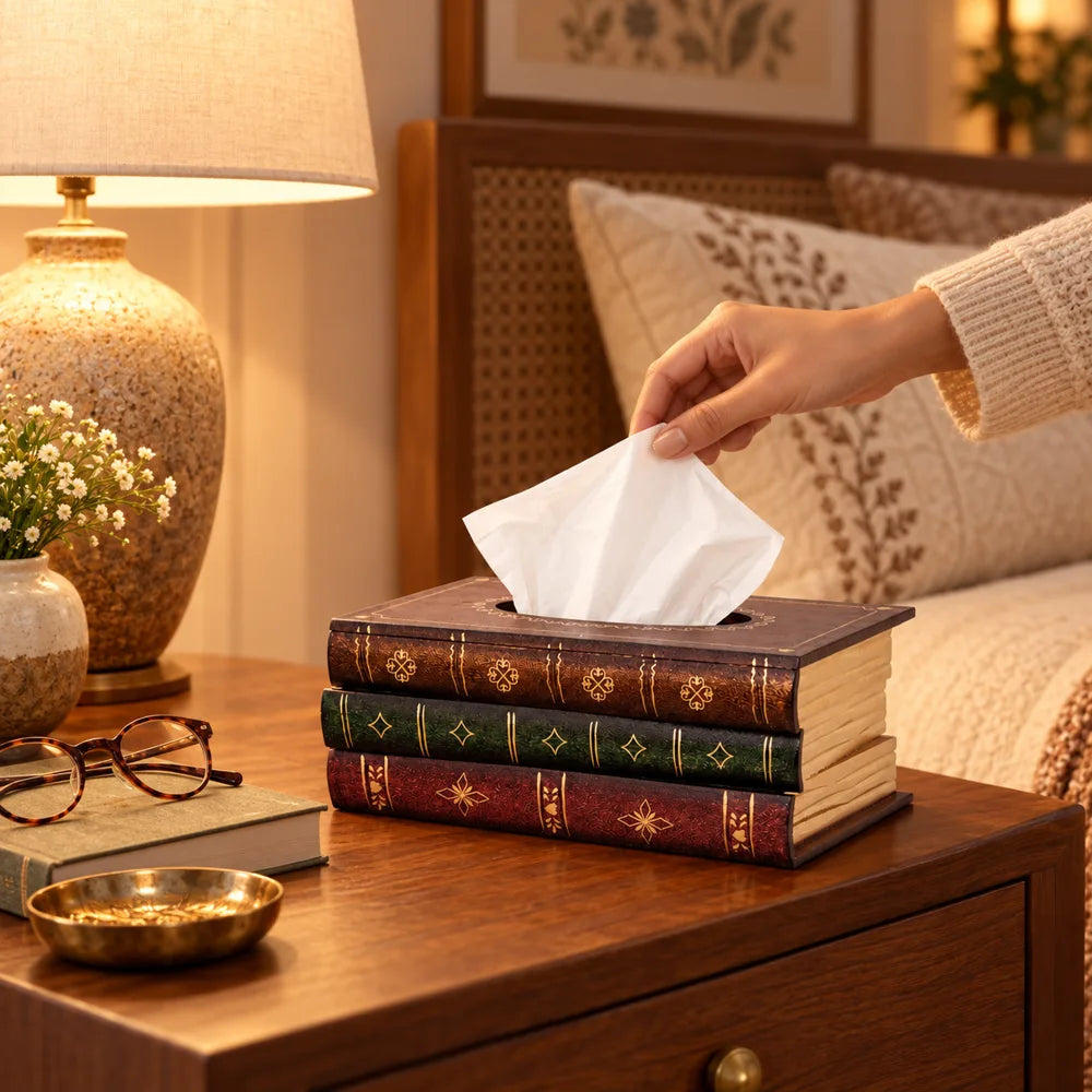 Antique Wooden Book Tissue Holder — view 4