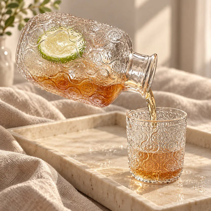 Begonia Embossed Bedside Carafe Set (540 ml Carafe & 145 ml Glass) — view 3