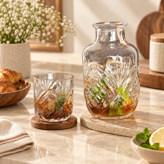Iceflower Bedside Carafe Set (540 ml Carafe & 145 ml Glass) — view 1