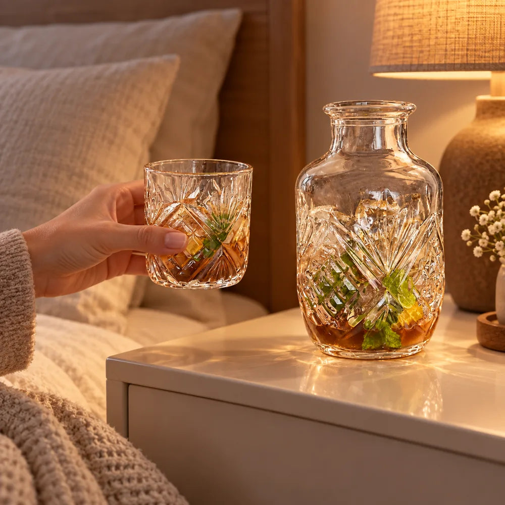 Iceflower Bedside Carafe Set (540 ml Carafe & 145 ml Glass) — view 2