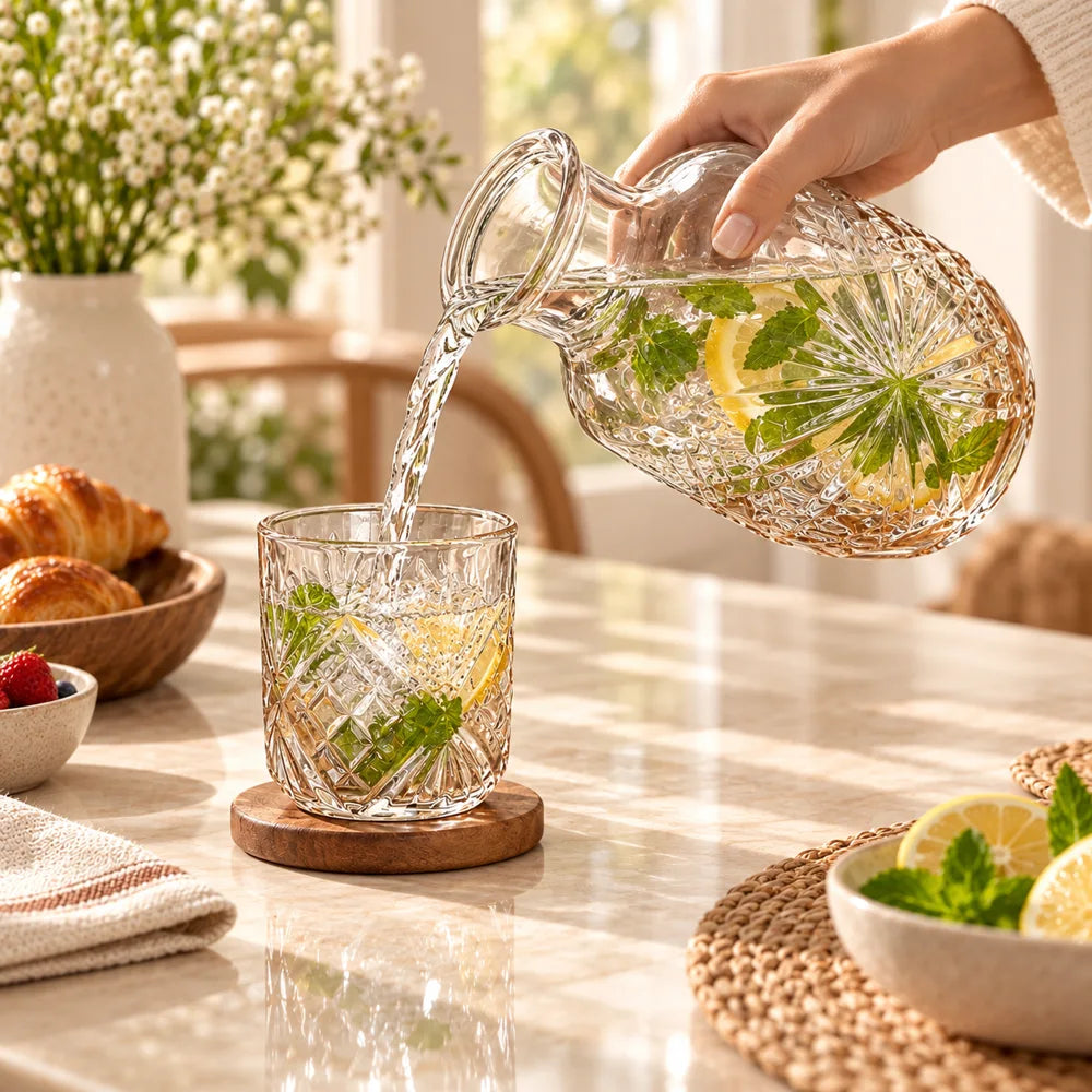 Iceflower Bedside Carafe Set (540 ml Carafe & 145 ml Glass) — view 3