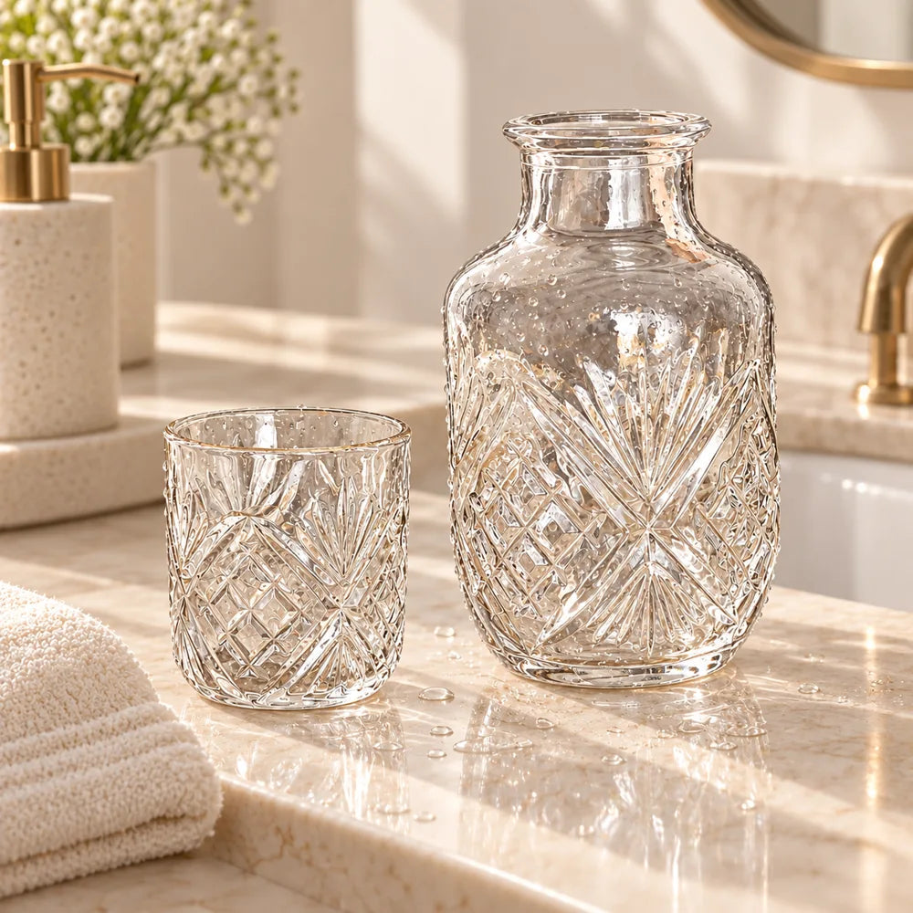 Iceflower Bedside Carafe Set (540 ml Carafe & 145 ml Glass) — view 5