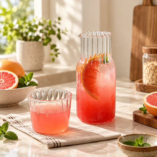 Ribbed Bedside Carafe & Glass (600 ml Carafe & 200 ml Glass) — view 1