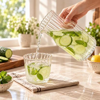 Ribbed Bedside Carafe & Glass (600 ml Carafe & 200 ml Glass) — view 3