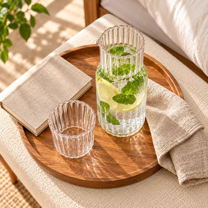 Ribbed Bedside Carafe & Glass (600 ml Carafe & 200 ml Glass) — view 4
