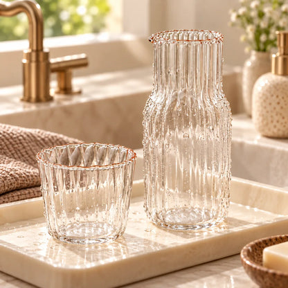 Ribbed Bedside Carafe & Glass (600 ml Carafe & 200 ml Glass) — view 5