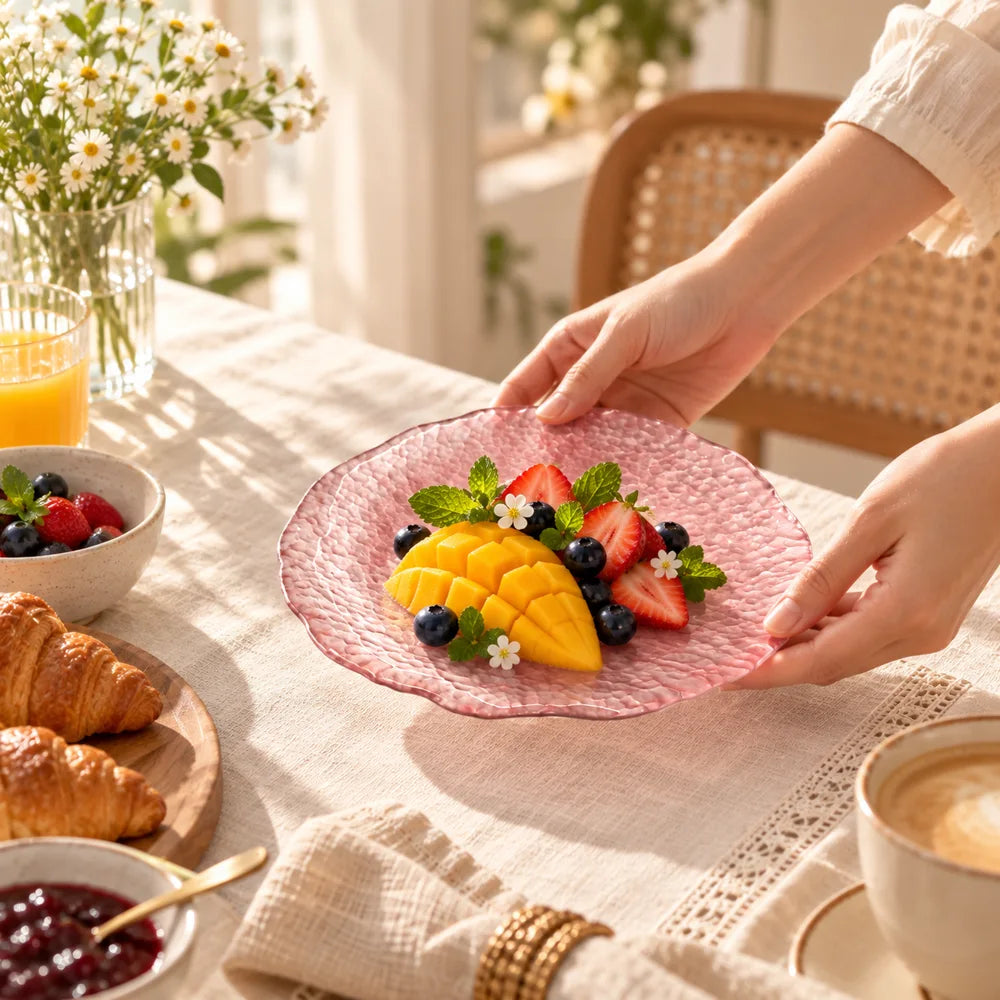 Blush Glacier Round Dessert Plates (Small Pink Plate) — view 3