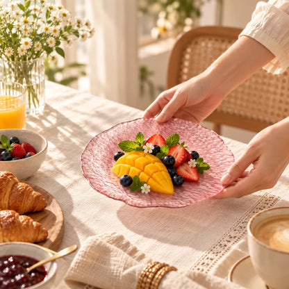 Blush Glacier Round Dessert Plates (Small Pink Plate) — view 3