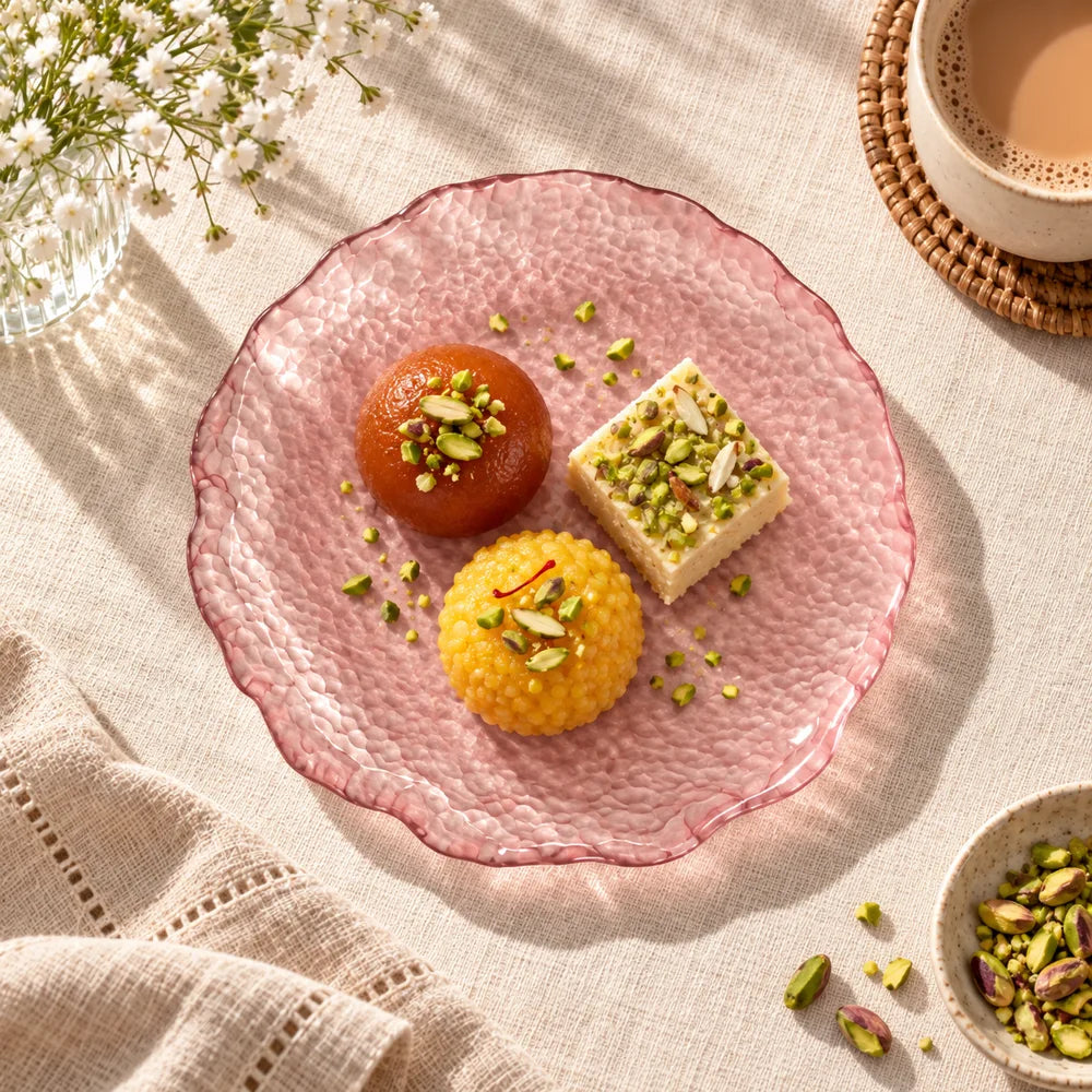 Blush Glacier Round Dessert Plates (Small Pink Plate) — view 4