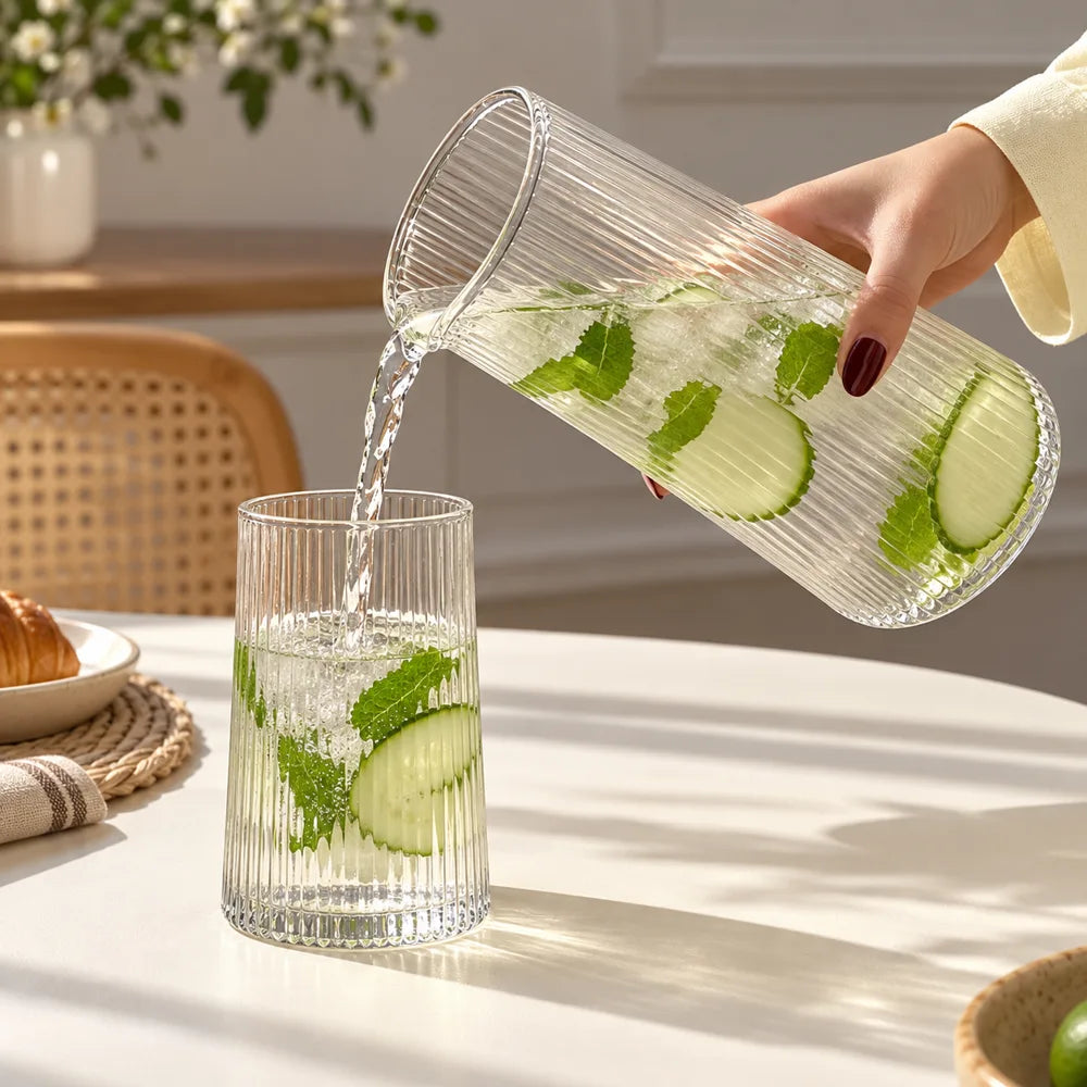 Linear Ribbed Bedside Carafe Set (Carafe & Glass) — view 3