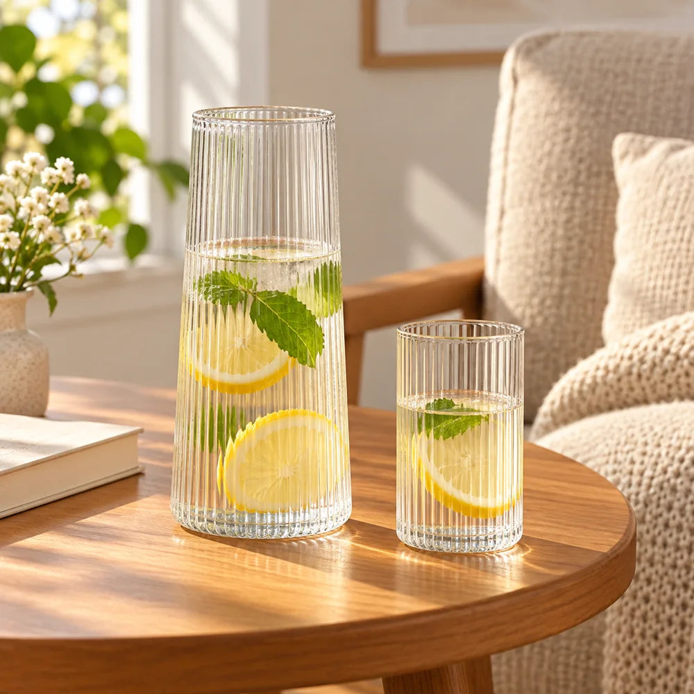 Linear Ribbed Bedside Carafe Set (Carafe & Glass) — view 4