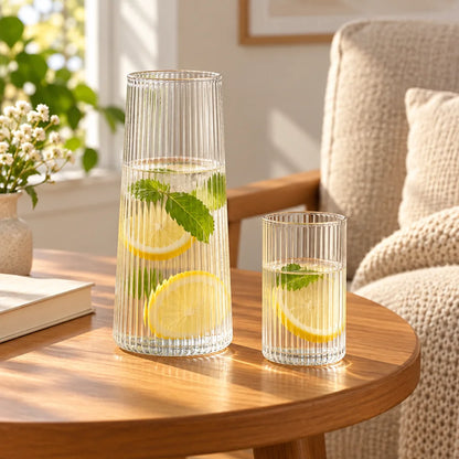 Linear Ribbed Bedside Carafe Set (Carafe & Glass) — view 4