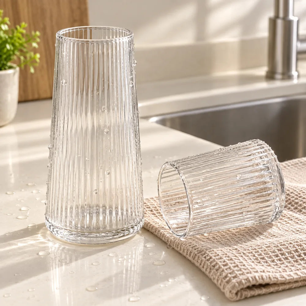 Linear Ribbed Bedside Carafe Set (Carafe & Glass) — view 5