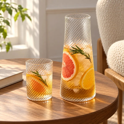 Diagonal Ribbed Bedside Carafe Set (Carafe & Glass) — view 4