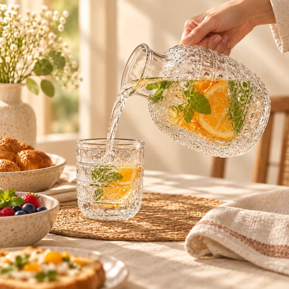 Embossed Pitcher & Glass Set (1 Pitcher & 1 Glass) — view 3